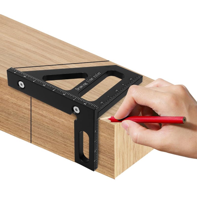 KETIPED Imperial 3D Multi-Angle Measuring Ruler,45/90 Degree Aluminum Alloy Woodworking Square Protractor, Miter Triangle Ruler High Precision Layout Measuring Tool for Engineer Carpenter,003BK - Image 4